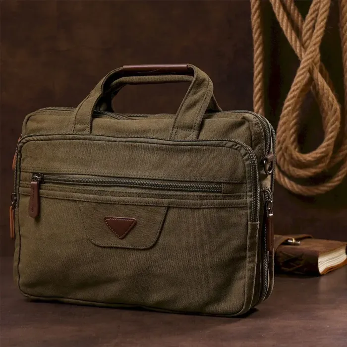 Сумка для ноутбука на два відділення Vintage 20180 Зелена