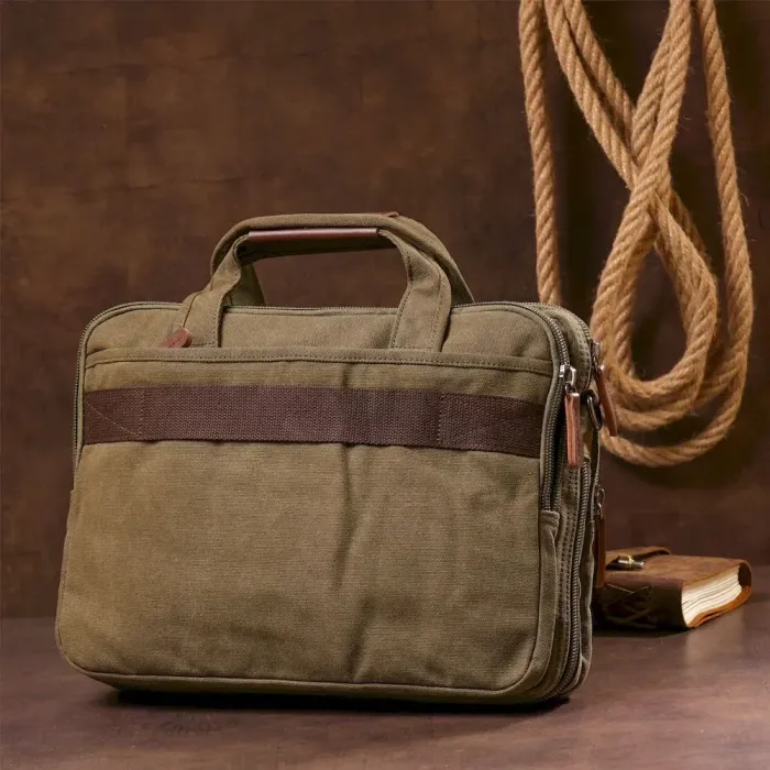 Сумка для ноутбука на два відділення Vintage 20180 Зелена