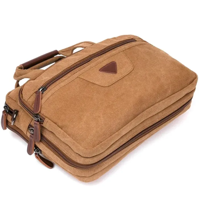 Сумка текстильна для ноутбука на два відділення Vintage 20178 Коричнева