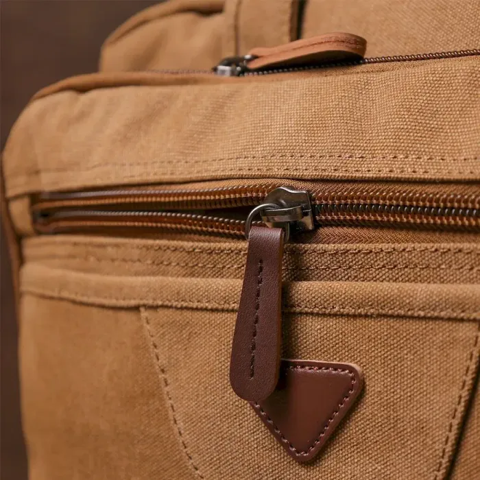 Сумка текстильна для ноутбука на два відділення Vintage 20178 Коричнева