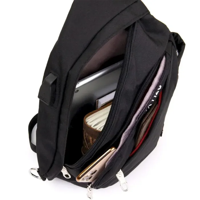 Сумка унисекс через плечо смарт текстильная Vintage 20550 Черная