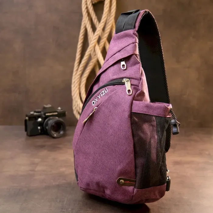 Сумка унисекс через плечо смарт текстильная Vintage 20552 Малиновая