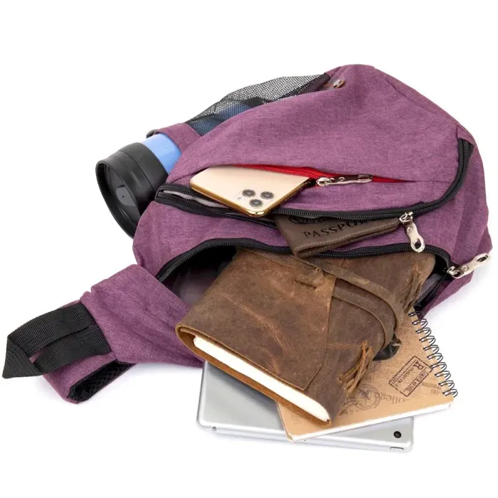 Сумка унисекс через плечо смарт текстильная Vintage 20552 Малиновая