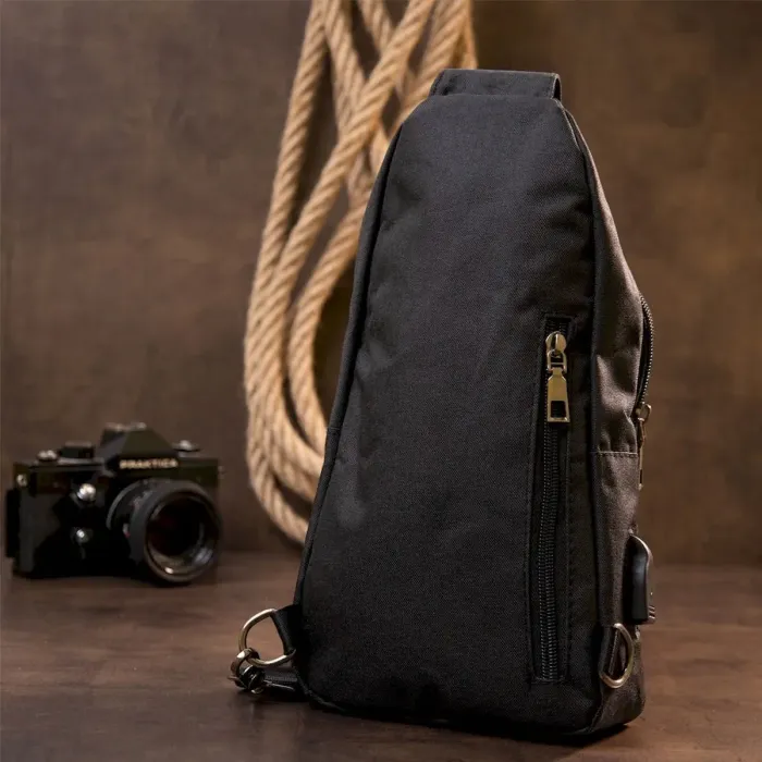 Сумка унісекс через плече смарт текстильна Vintage 20555 Чорна