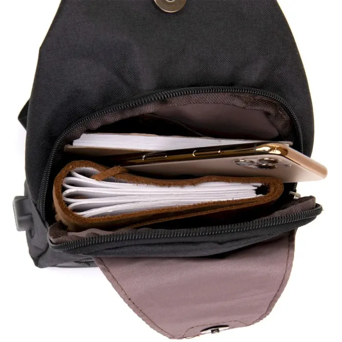 Сумка унісекс через плече смарт текстильна Vintage 20555 Чорна