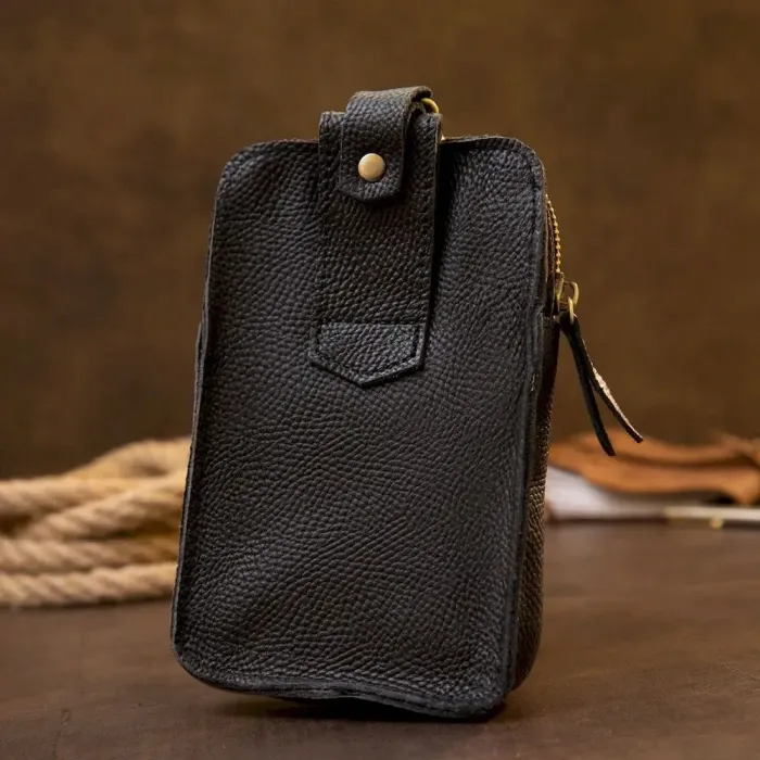 Сумка унісекс на пояс на одне відділення Vintage 20418 Чорна