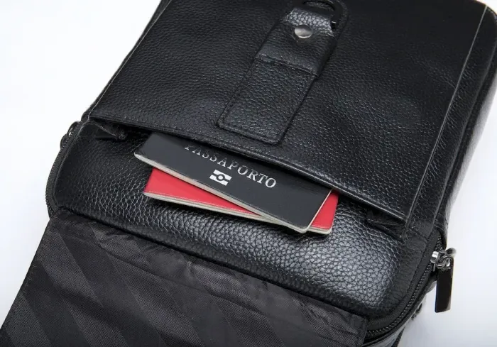 Сумка в зернистой коже на два отделения Vintage 20033 Черный