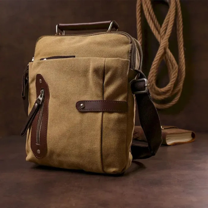 Сумка вертикальна текстильна Vintage 20154 хакі