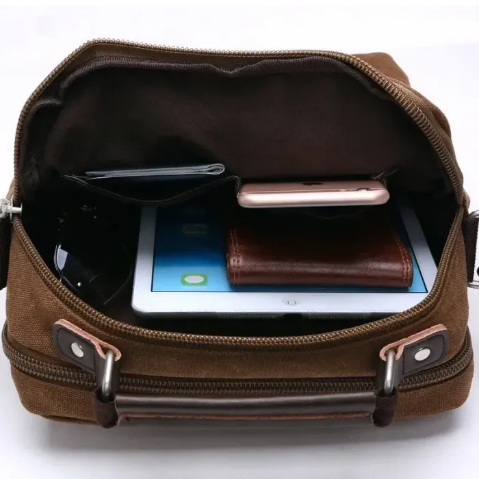 Сумка вертикальна текстильна Vintage 20155 Коричнева