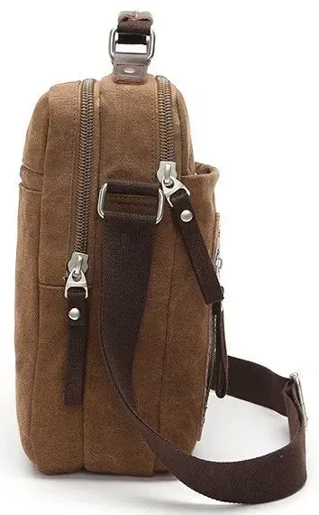 Сумка вертикальна текстильна Vintage 20155 Коричнева