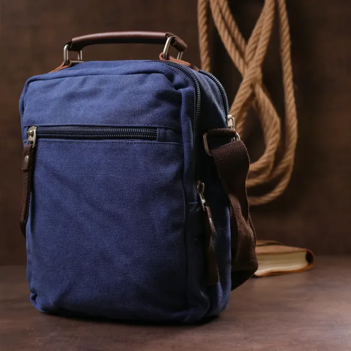 Сумка вертикальна текстильна Vintage 20156 синя