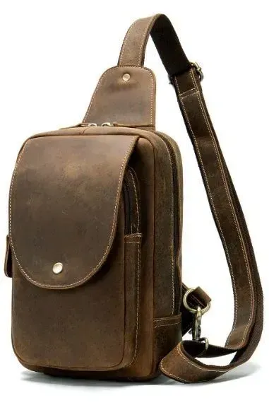Сумка винтажная через плечо мужская Vintage 14855 Коричневая