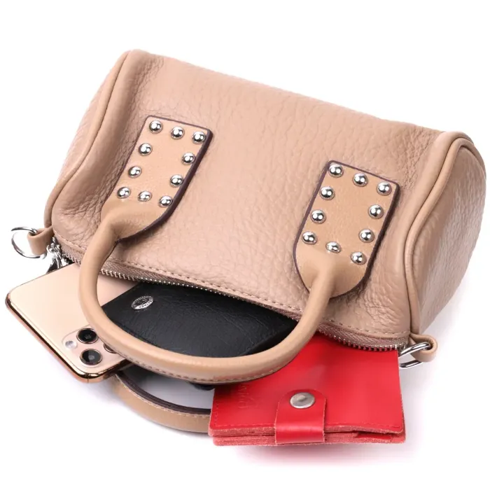 Сумка жіноча з металевими акцентами на ручках з натуральної шкіри Vintage 22368