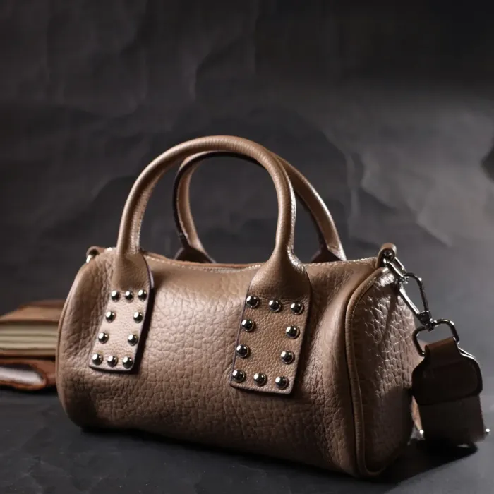 Сумка жіноча з металевими акцентами на ручках з натуральної шкіри Vintage 22368