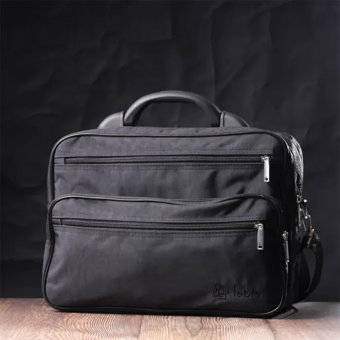 Текстильна чоловіча сумка з надійною пластиковою ручкою FABRA 22587 Чорний