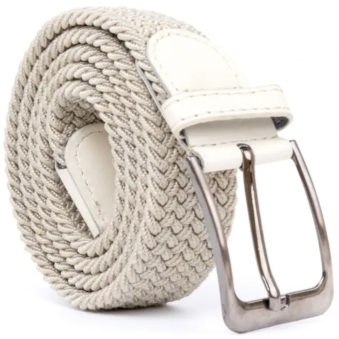 Текстильный мужской ремень классика Vintage 20528 Белый