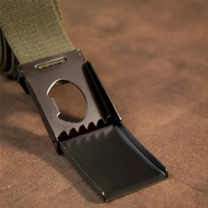 Текстильный ремень с черной пряжкой Vintage 20529 Зеленый