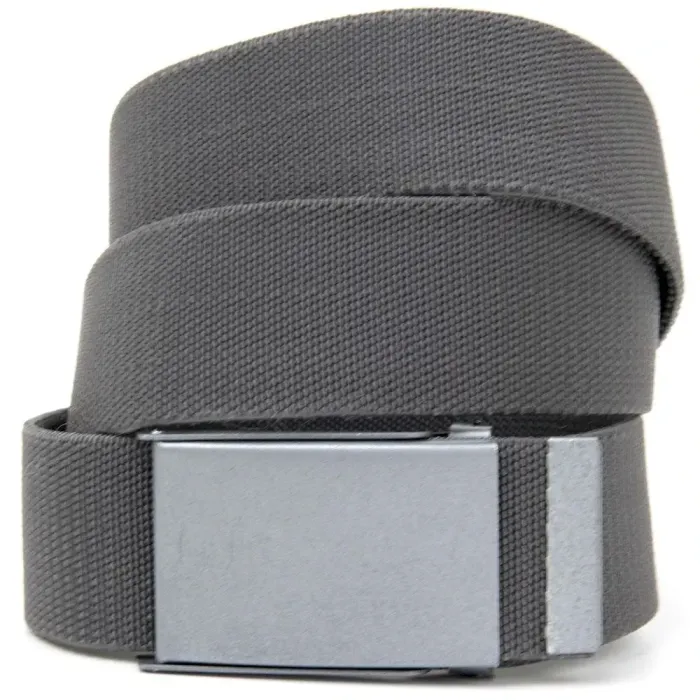 Текстильный ремень с черной пряжкой Vintage 20534 Серый