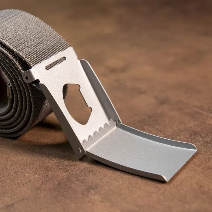 Текстильный ремень с черной пряжкой Vintage 20534 Серый