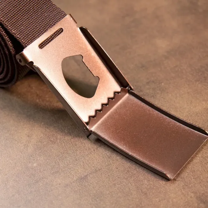 Текстильний ремінь із коричневою пряжкою Vintage 20531 Коричневий