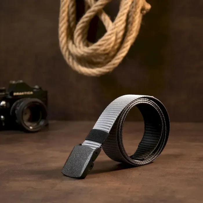 Текстильный ремень с матовой пряжкой Vintage 20535 Серый