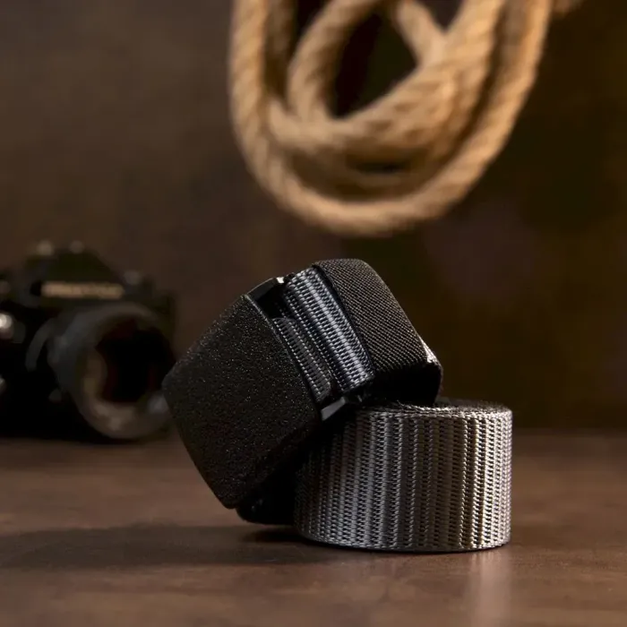 Текстильный ремень с матовой пряжкой Vintage 20535 Серый