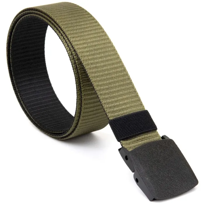 Текстильний ремінь з матовою пряжкою Vintage 20537 Зелений