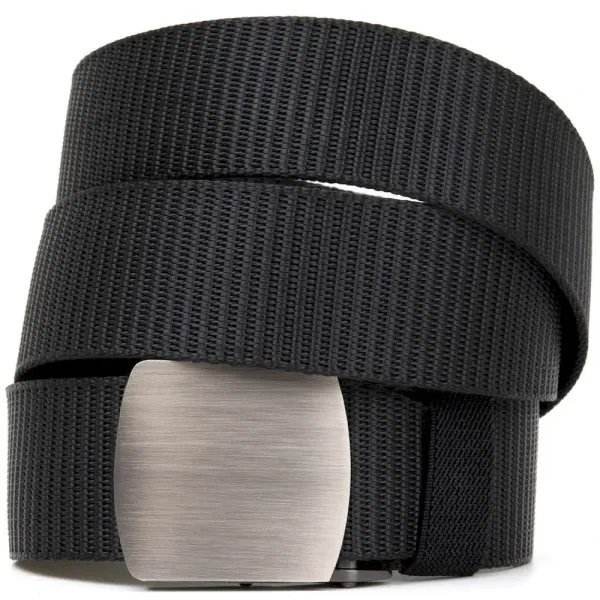 Текстильний ремінь зі сріблястою пряжкою Vintage 20541 Чорний