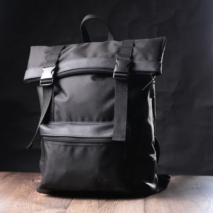 Текстильний рюкзак для ноутбука із вставками еко-шкіри FABRA 22582 Чорний