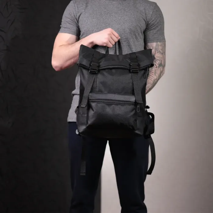 Текстильний рюкзак для ноутбука із вставками еко-шкіри FABRA 22582 Чорний