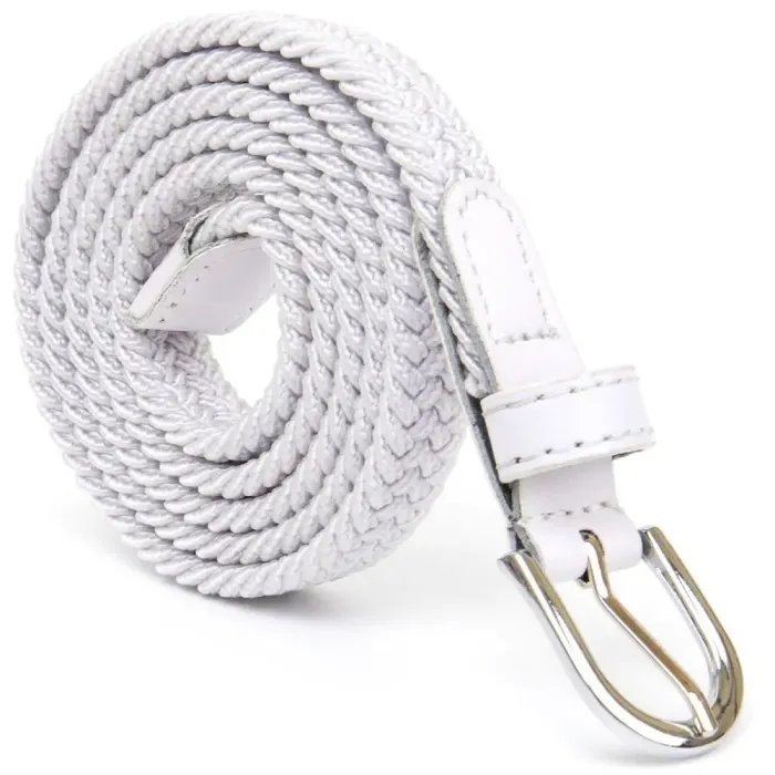 Текстильный тонкий женский ремень классика Vintage 20542 Белый