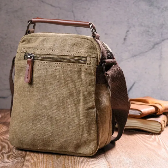 Тканинна чоловіча сумка із щільного текстилю 21227 Vintage Оливкова