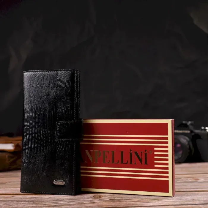 Тонкий гаманець для чоловіків з натуральної шкіри з тисненням CANPELLINI 21913 Чорний