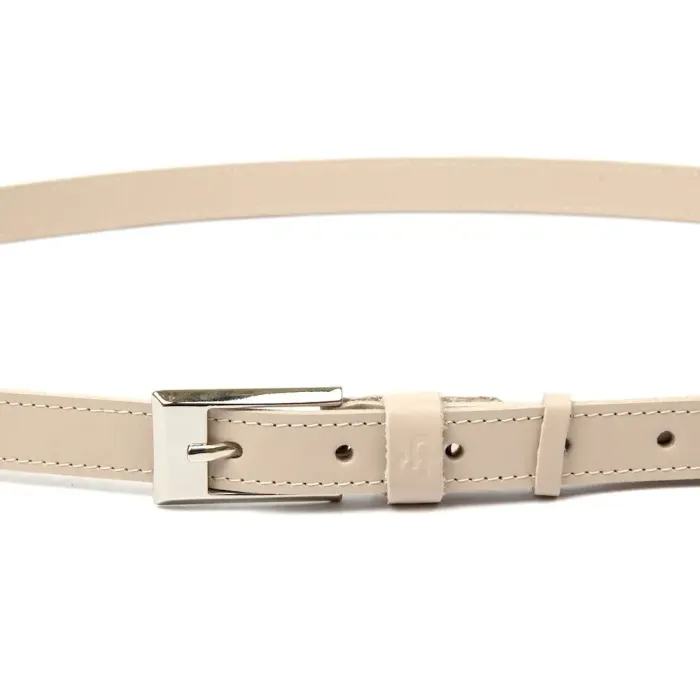 Тонкий шкіряний ремінь для жінок GRANDE PELLE 11447 Бежевий