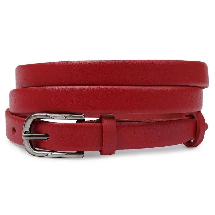 Тонкий шкіряний жіночий ремінь Vintage 20752 Червоний