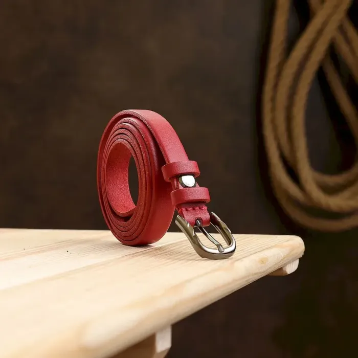 Тонкий шкіряний жіночий ремінь Vintage 20752 Червоний