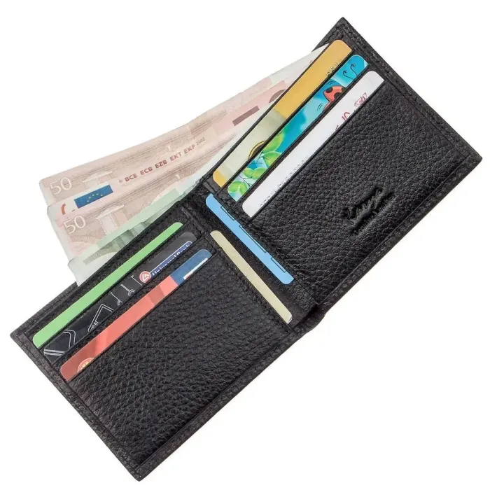 Тонкий чоловічий гаманець шкіра флотар KARYA 17381 Чорний