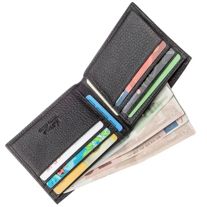 Тонкий чоловічий гаманець шкіра флотар KARYA 17381 Чорний