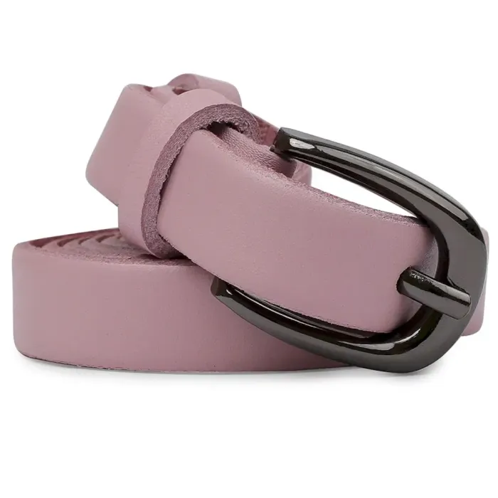 Тонкий ремінь із натуральної шкіри Vintage 20761 Рожевий