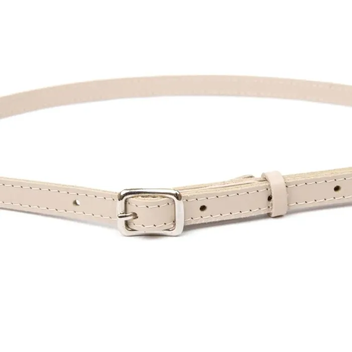 Тонкий жіночий шкіряний ремінь GRANDE PELLE 11444 Бежевий