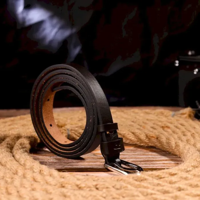 Тонкий жіночий ремінь із натуральної шкіри Grande Pelle 21438 Коричневий