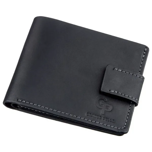 Тонке шкіряне портмоне унісекс GRANDE PELLE 11219 Чорне