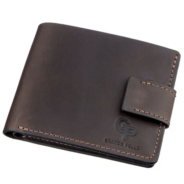 Тонке шкіряне портмоне унісекс GRANDE PELLE 11220 Коричневе