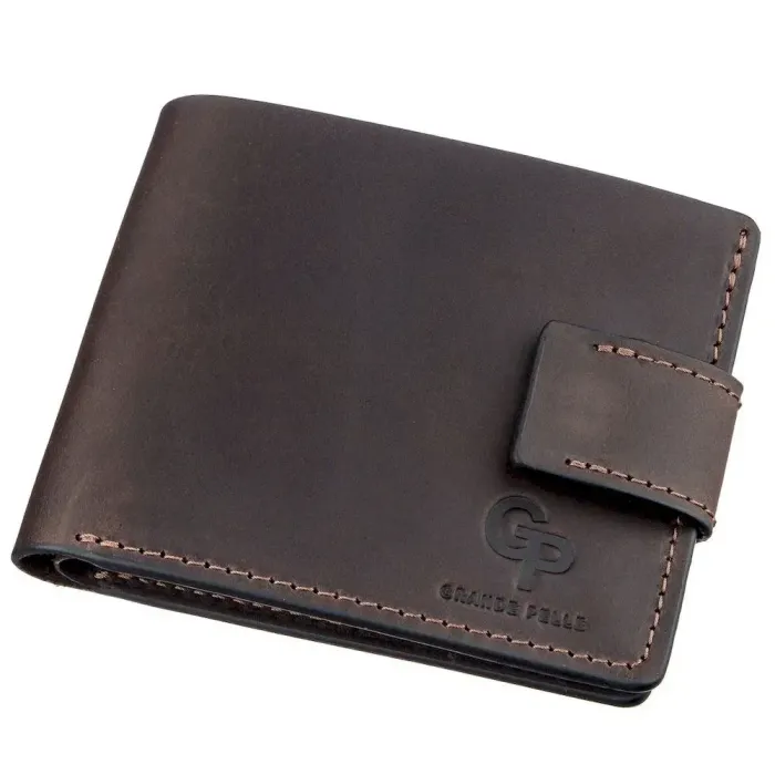 Тонке шкіряне портмоне унісекс GRANDE PELLE 11220 Коричневе