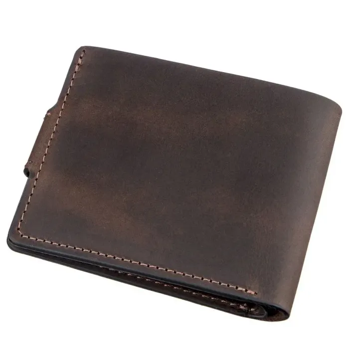 Тонке шкіряне портмоне унісекс GRANDE PELLE 11220 Коричневе