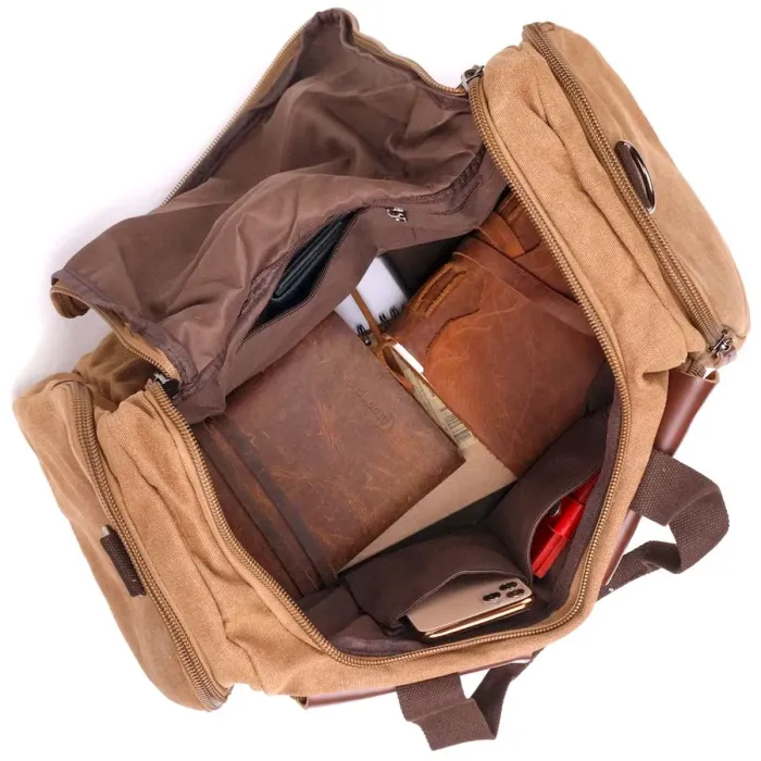 Зручна дорожня сумка із щільного текстилю 21239 Vintage Коричнева