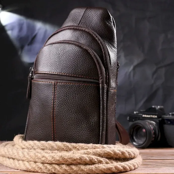 Зручна чоловіча сумка через плече з натуральної шкіри 21308 Vintage Коричнева