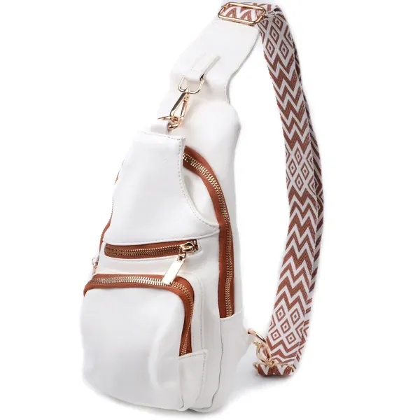 Зручна жіноча слінг сумка через плече з екошкіри Vintage 22752 Білий