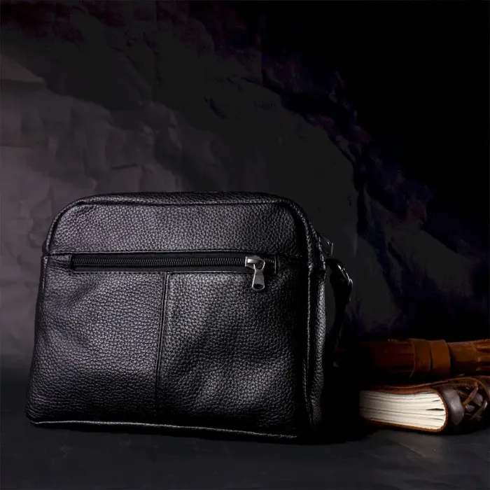 Удобная женская сумка кросс-боди из натуральной кожи GRANDE PELLE 11651 Черная