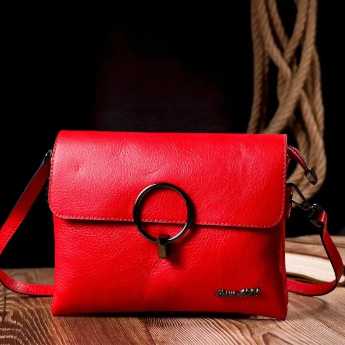 Зручна сумка жіноча на плече KARYA 20857 шкіряна Червоний